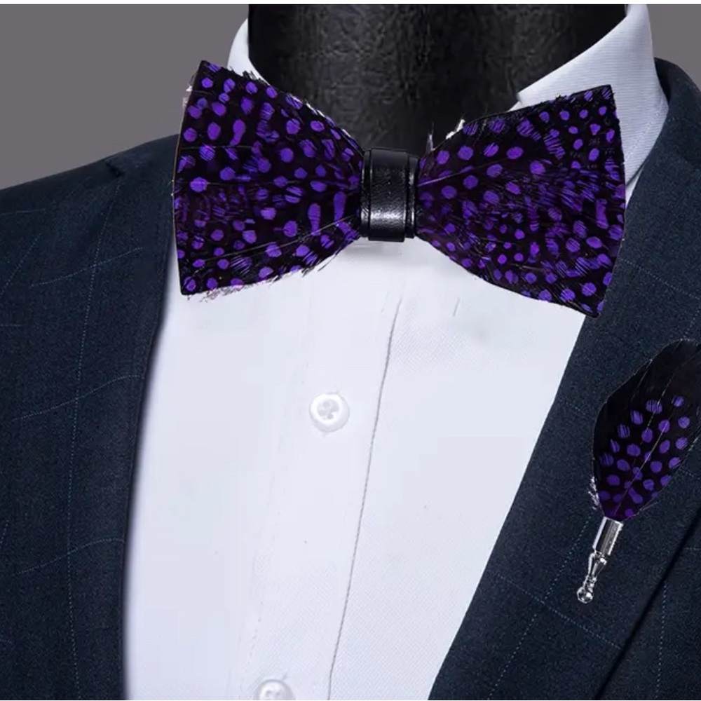 Stylish Purple Polka Dot Bow Tie Set